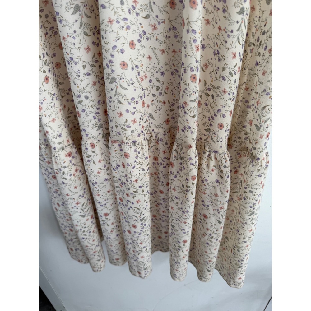 BTFBMFloralMaxi DressSmallCottagecoreRuffle SleevePrairieBohoTieredSummerRuffles
